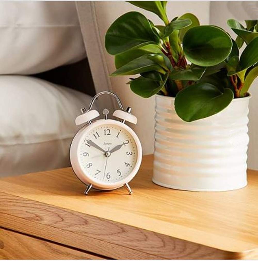 MND Super Loud Jones Blush Pink Twin Bell Bedside Tabletop Alarm Clock Sizes :12cm x 9cm x 4cm - Blush (Pink)