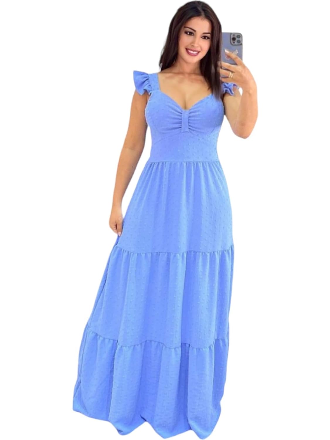 Vestido longo luxo franzido com babada na manga em promoção! Veja a oferta e mais achadinhos de Vestidos 2 Hoje é o melhor dia para comprar Vestido longo luxo franzido com babada na manga com aquele preço maroto! Promoção! Aproveite a oferta! 2