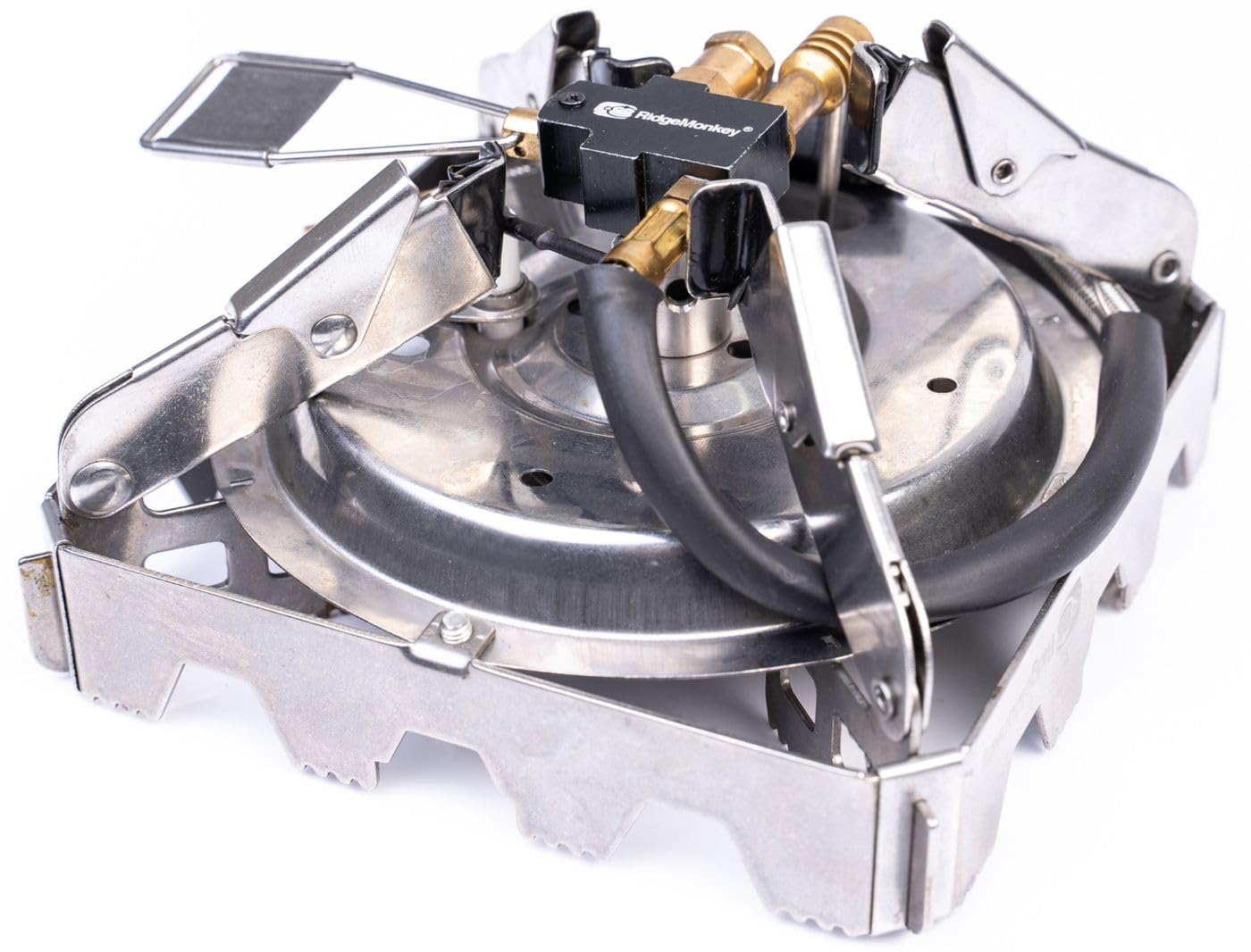 RidgeMonkey Quad Stove Pro Mini Portable - Gaskocher zum Karpfenfischen & Welsangeln, Angelkocher, Outdoor Kocher zum Angeln