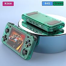 Genérico Consola de Juegos retro R36H 64gb, Portátil con +20000 Juegos, Compatible PS1, GBC, GBA, NDS, PSP, GameCube, Versión Premium (Verde transparente)