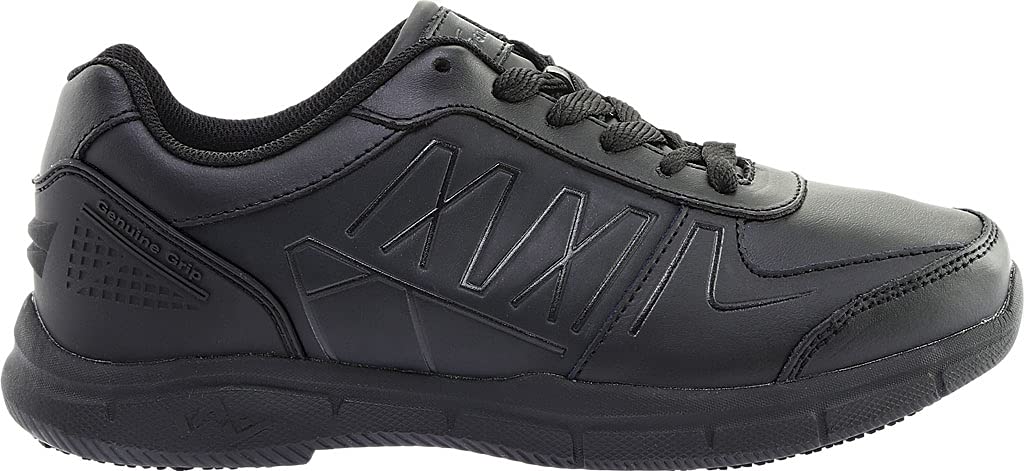 Genuine Grip Footwear Women's Slip-Resistant Athletic Work Shoes,Black Leather,U