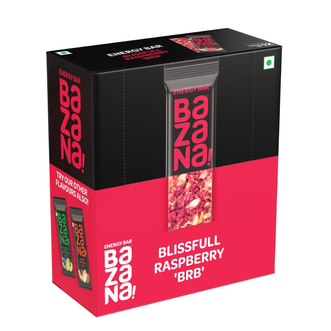 Bazana Raspberry Energy Bars Fuel Your Day | Experience the Perfect Blend of Health and Delight with Healthy & Delicious Snack Bars (38g x 12) for an Invigorating Snacking Experience! (B0C93T95XB) Amazon Price History, Amazon Price Tracker
