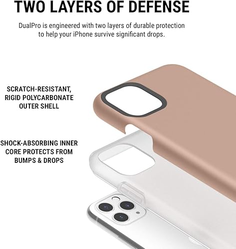 Miniatura 3 de Incipio DualPro - Funda de doble capa para Apple iPhone 11 Pro Max con protección flexible que absorbe las caídas, color oro rosa iridiscenteescarcha