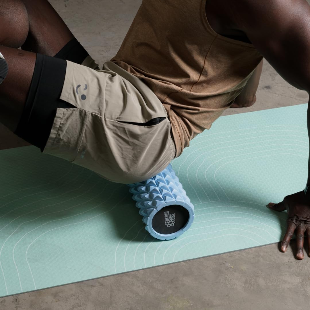 High Density 13-Inch Foam Roller – Wave Textured Deep Tissue Massage Roller for Back & Muscle Recovery, Pilates, Yoga & Full Body Fitness – Blue