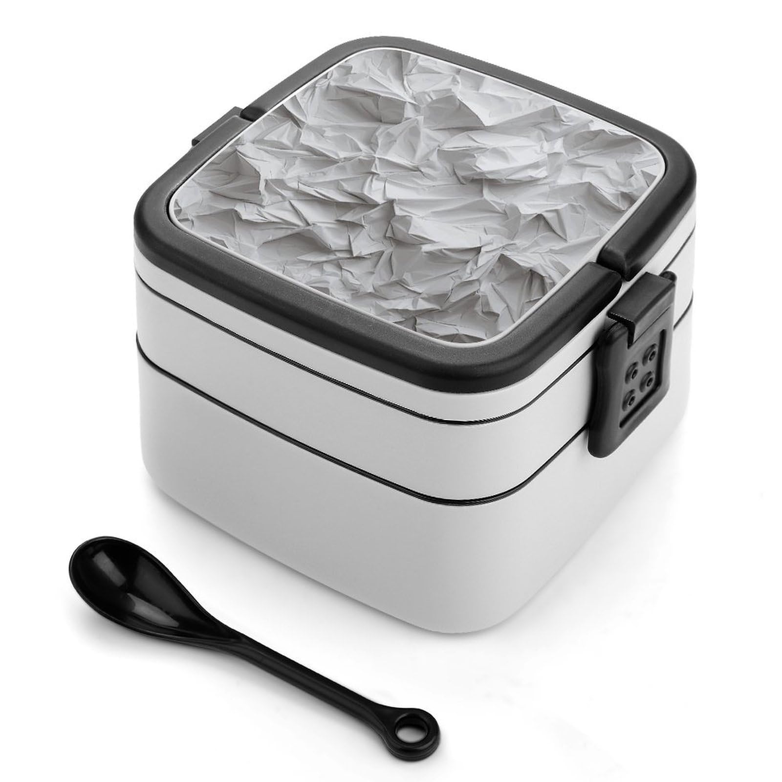JTREHY Crumpled Paper Lunch Box Double-Layer Portable Lunch Container Stackable Large Capacity Leakproof Bento Box for Dining Out Work Picnics Travel