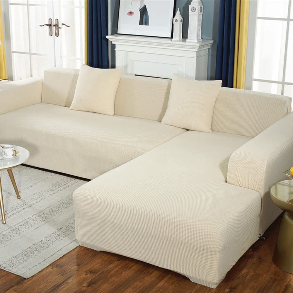 Housse de canapé extensible Spx pour préserver votre salon blanc crème des enfants et animaux