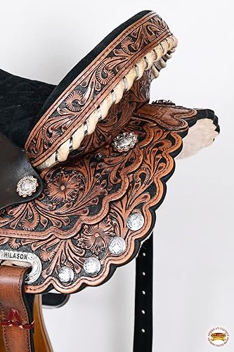 Vista 6 de HILASON Sillín Western Horse de cuero americano sin árbol Sillín para caballo Sillín occidental Sillín de cuero sillín sin árboles sillín
