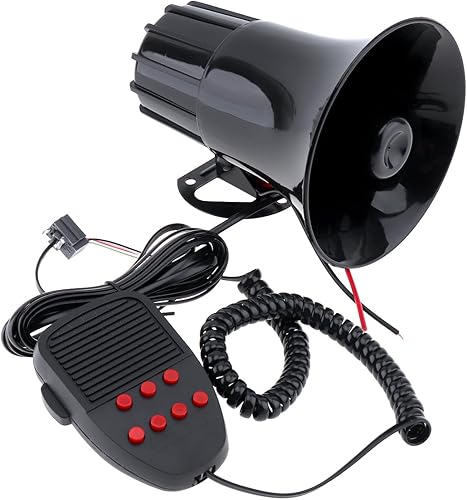 DriSentri Bocina de sirena de alarma con cable, bocina de sirena de coche, 100 W, 12 V, 7 sonidos para coche, camión, altavoz de sirena fuerte, 105