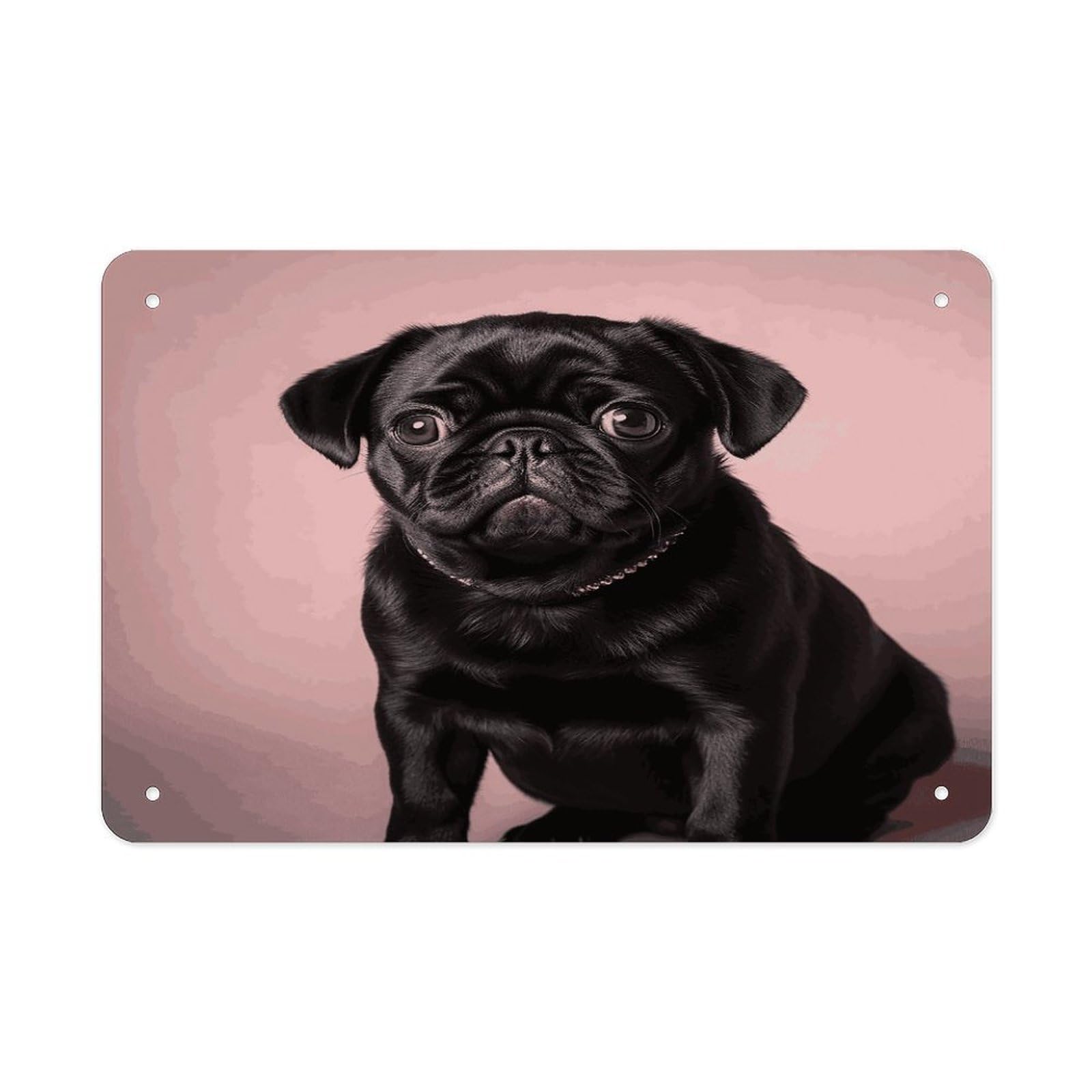 Fekiloot Style Cute Black Pug Metal Signs Wall Art Tin Sign