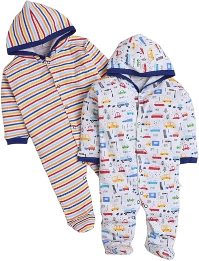 Hooded Rompers/Sleepsuits/Jumpsuit/Night Suits for Baby Boys &amp; Girls, Infants, New Borns Pack of 2 Pec