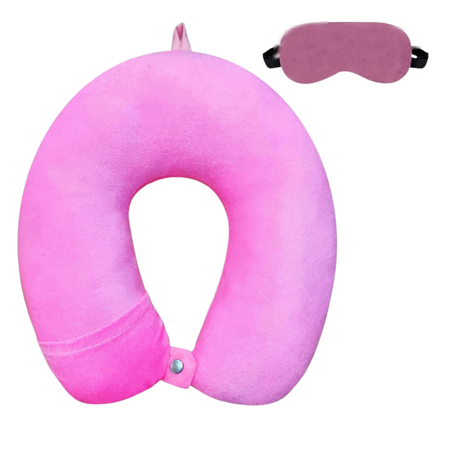 Ultimate Travel Comfort Set: Pink Velvet Neck Pillow & Eye Mask Combo for Airplane Bliss-image-41