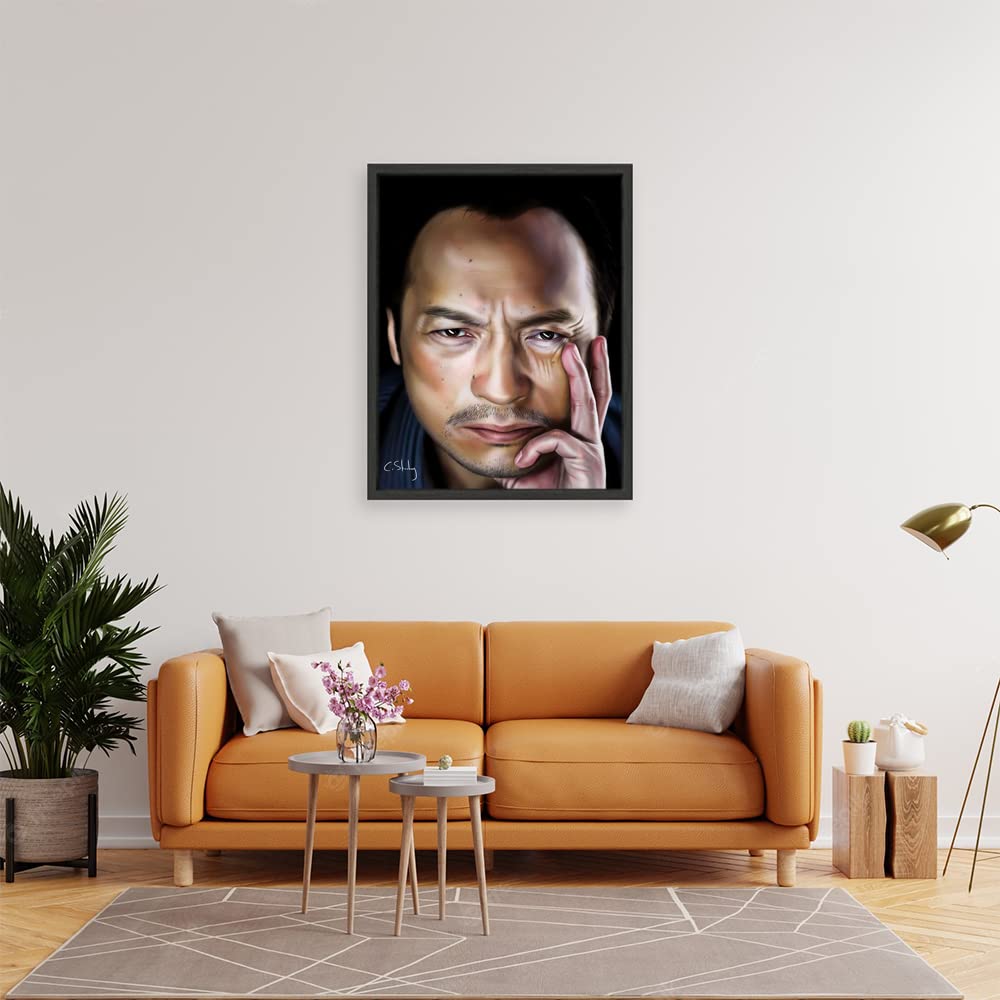 XtremeSkins Designs Print Black Floater Framed Canvas Wall Art Decoration Poster (22x34 Inch) - Ken Watanabe 01