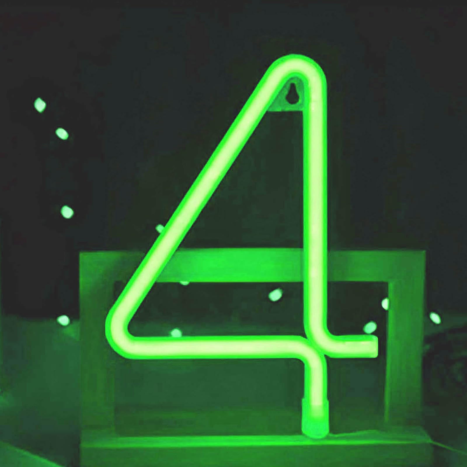 Vibrant Green Number LED Neon Sign - Dual Power Options (USB/Battery) for Wedding Reception Decor Gaming Streaming Background Dorm Room & Photo Booth(No.4) — image 1