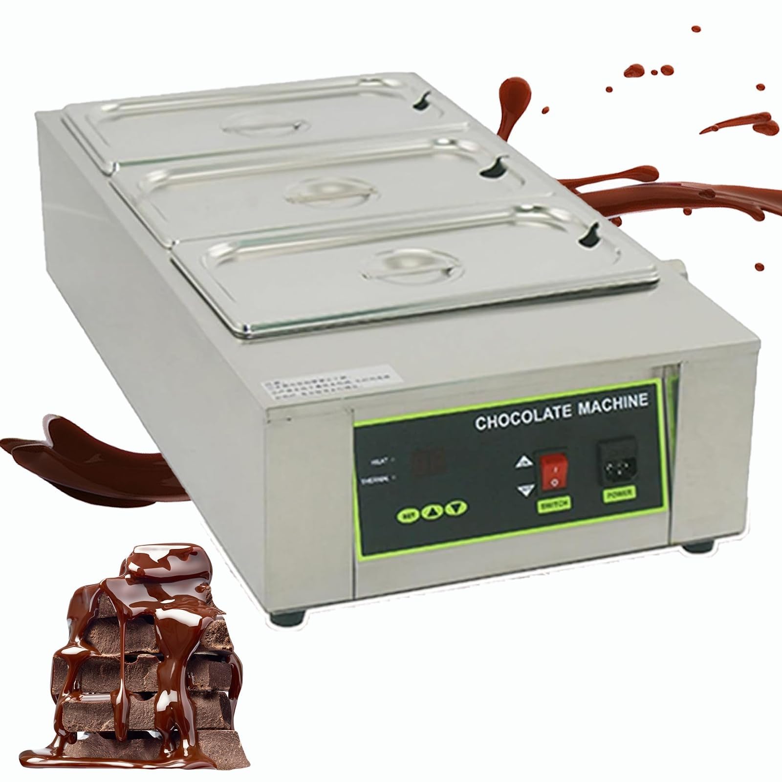 Fusor de chocolate de 12 kg con 1-6 tanques y control digital de calor