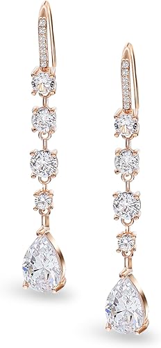 Pendientes largos de lágrima de novia para dama de honor para mujer, aretes colgantes de gancho de moda para boda y baile de graduación