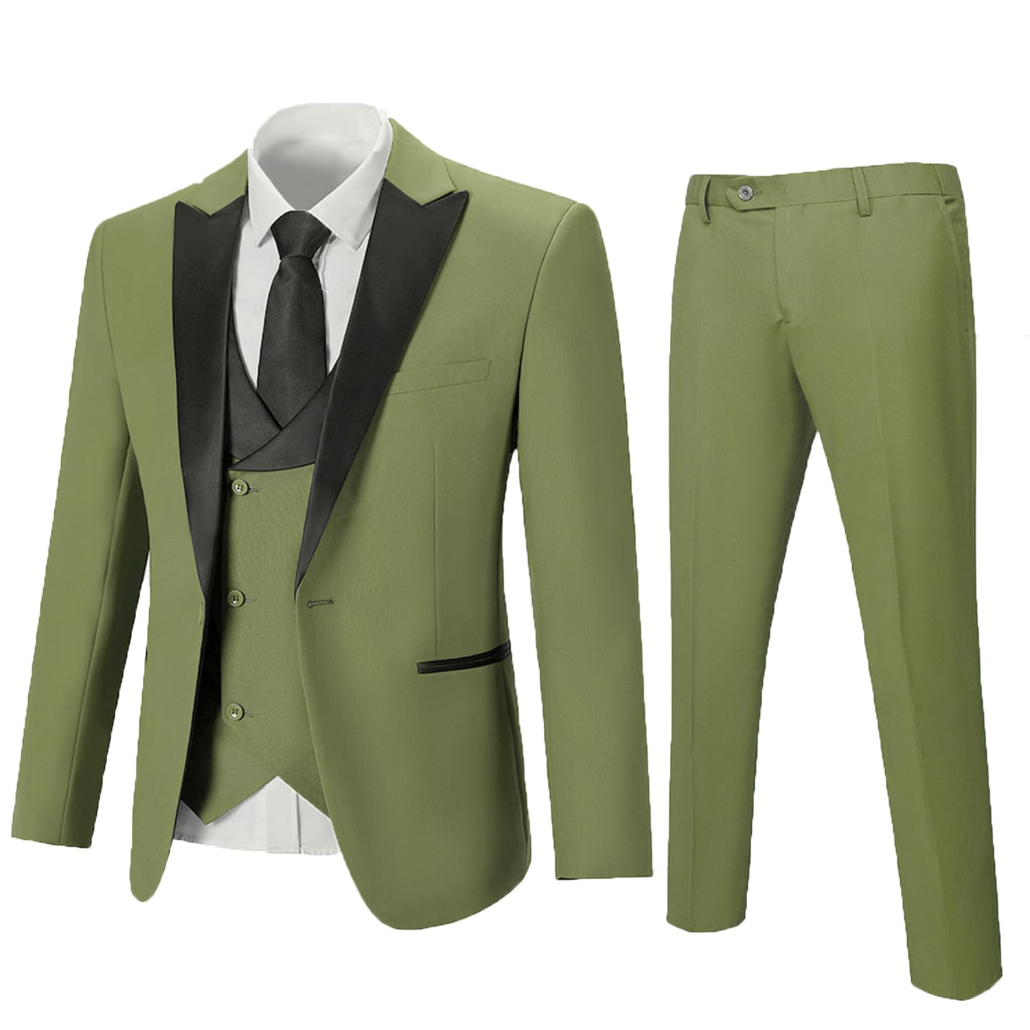 Men's Suit Slim Fit One Button Formal Suit 3 Pieces Wedding Prom Tuxedo Set Blazer Vest Pants