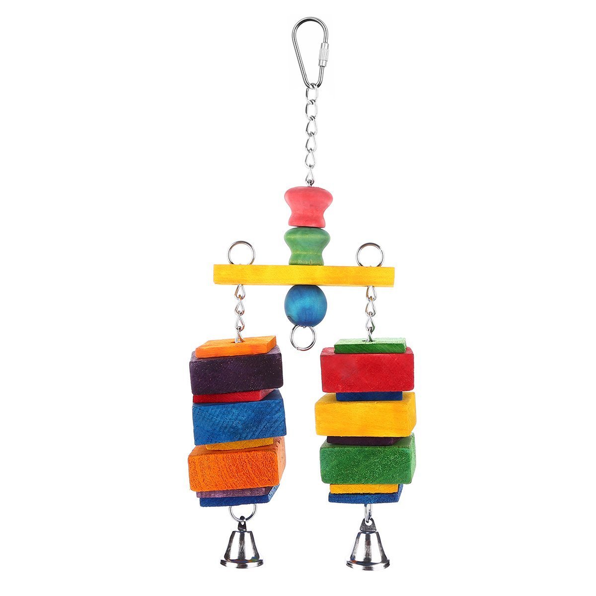 KSK Colorful Wooden/Steel Chain Hanging Parrot cage Toys, Toys, Climbing, Bird Toys (Large)�