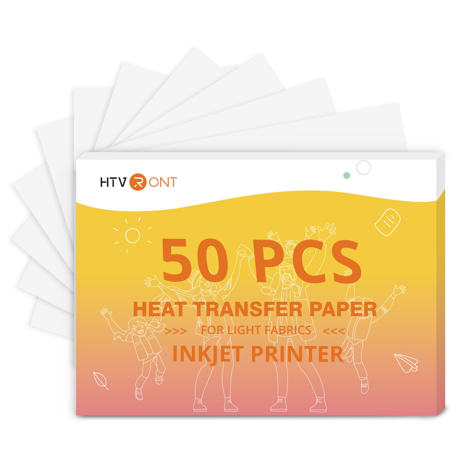 HTVRONT Heat Transfer Paper for Light T Shirts - 50 Sheets, 8.5" X 11"