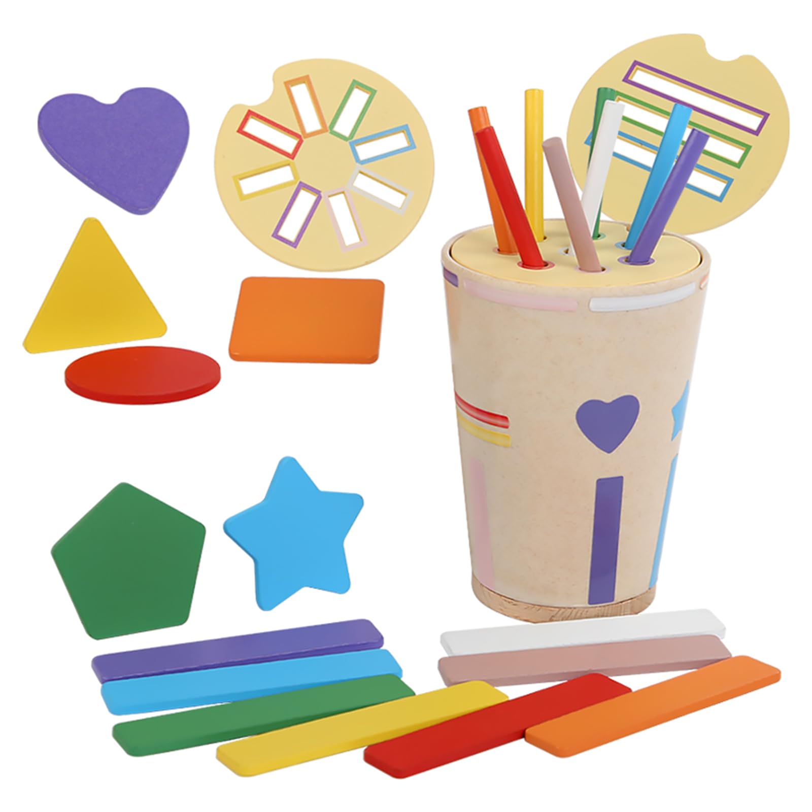 Afufu Colour Sorting Toys for Toddlers, Shape Sorter Stacking & Plugging Toys for 1 Year Old Babies, Wooden Montessori Toys for 1-3 Year Olds Children, Sensory Play Gift for Boys and Girls