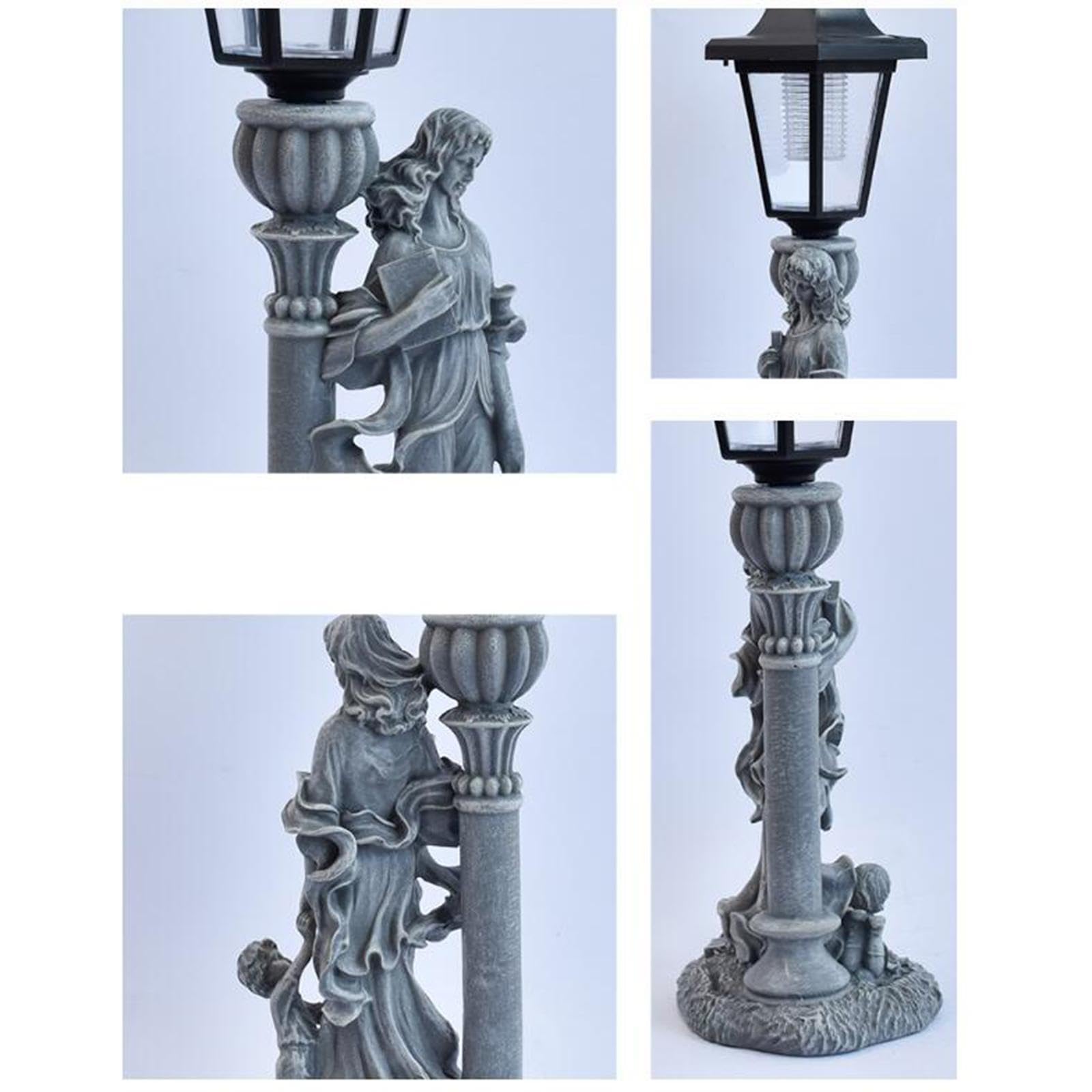 Estatua de Jardín con Luz Solar Ornamento de Césped Resistente Figura Escultura Decorativa para Uso en Patio Sendero Balcón Jardín 23cmx18cmx27