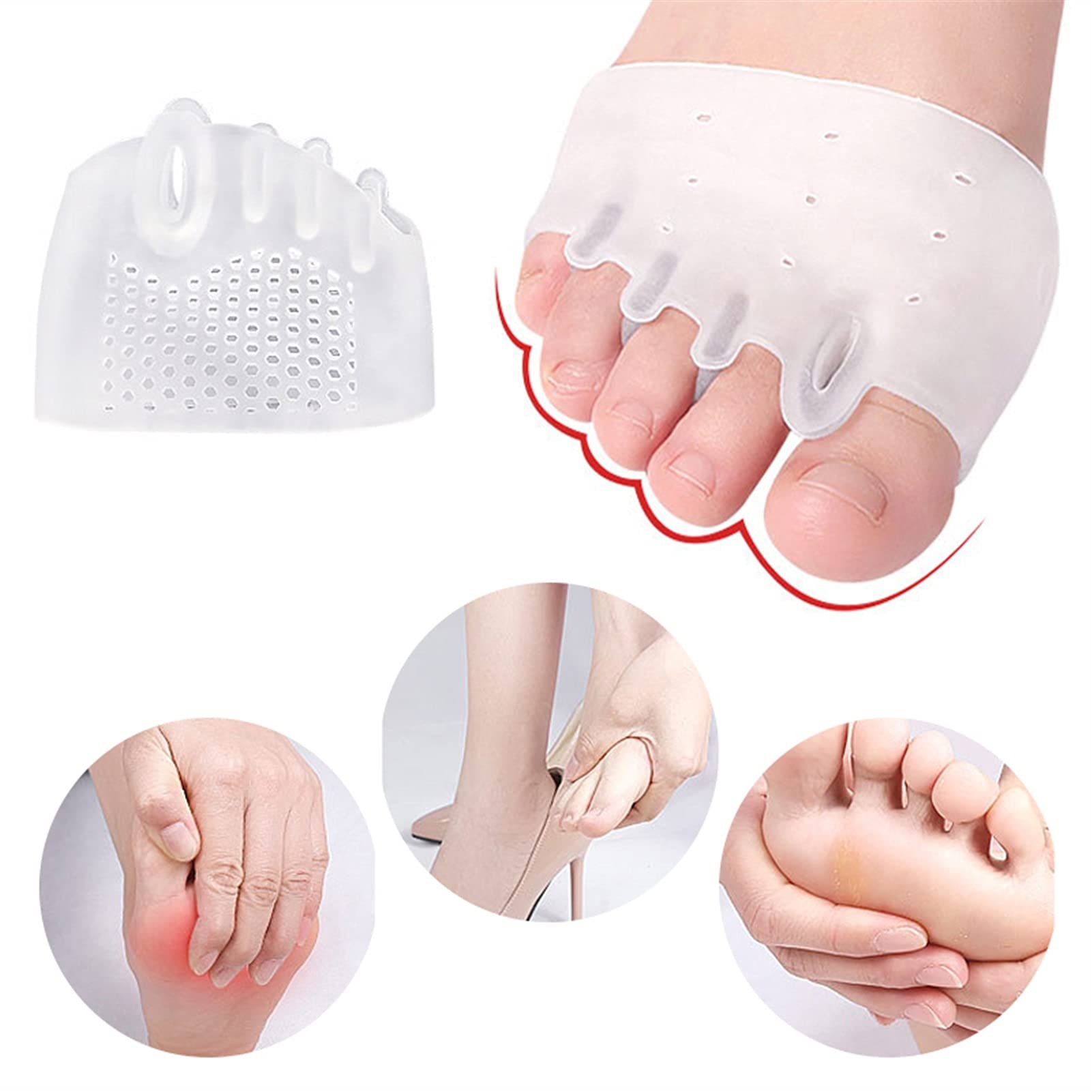 1 paio di separatori per dita delle dita Cuscinetti per avampiede in silicone Plantari Correttore per alluce valgo Correzione per alluce valgo Cuscinetti per cuscino per piedi per pedicure (1 paio E)