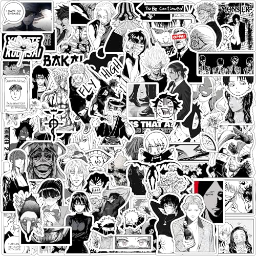 Image of Paper9store Pack of 80+ Anime Stickers for Laptop, Phone Case, Guitar, Bike, Pc, Scrapbook etc. Waterproof Glossy Laminated Residue Free Anime Stickers (Manga Stickers)