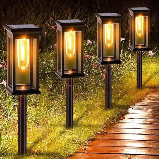 Amzxart 8 Pack Solar Pathway Lights,Bright Solar Outdoor Lights Waterproof,Auto-on/Off Pathway Light Solar Powered for Lawn Yard Patio Garden Outdoor Decoration