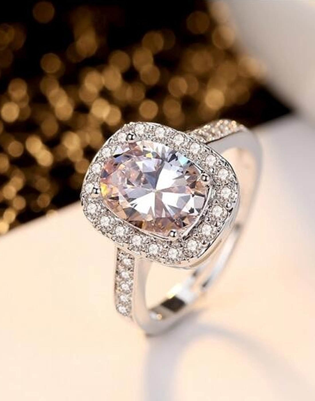 Rose Flower & Solitaire Ring Combo for Women/Girls