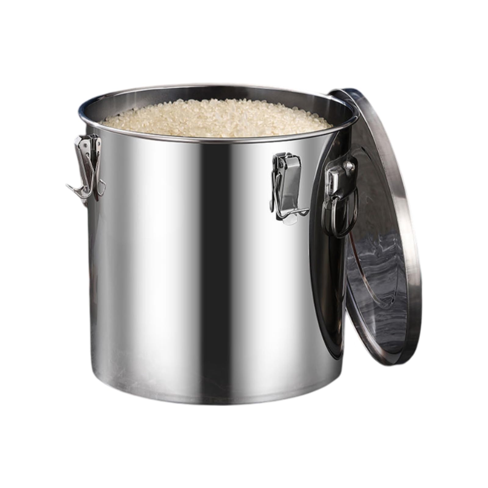 AYCDL Pail Milk Can Bucket,Airtight Cereal Container with Airtight Lid and Handles Metal Kitchen Storage Bucket for Rice Oil Canister,33L,21L
