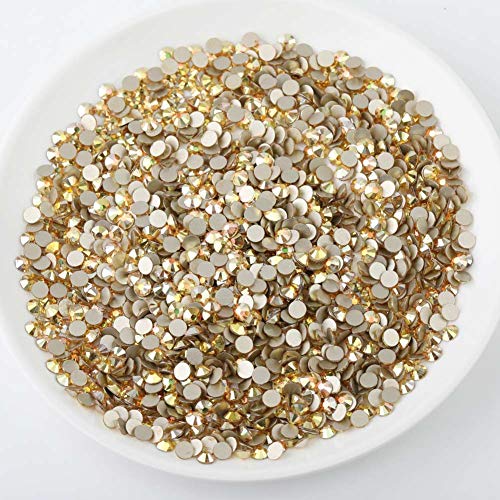 Image of Beadsland 576pcs Flat Back Crystal Rhinestones Round Gems for Nail Art and Craft Glue Fix, Metal Sunlight, SS30,6.3-6.5mm