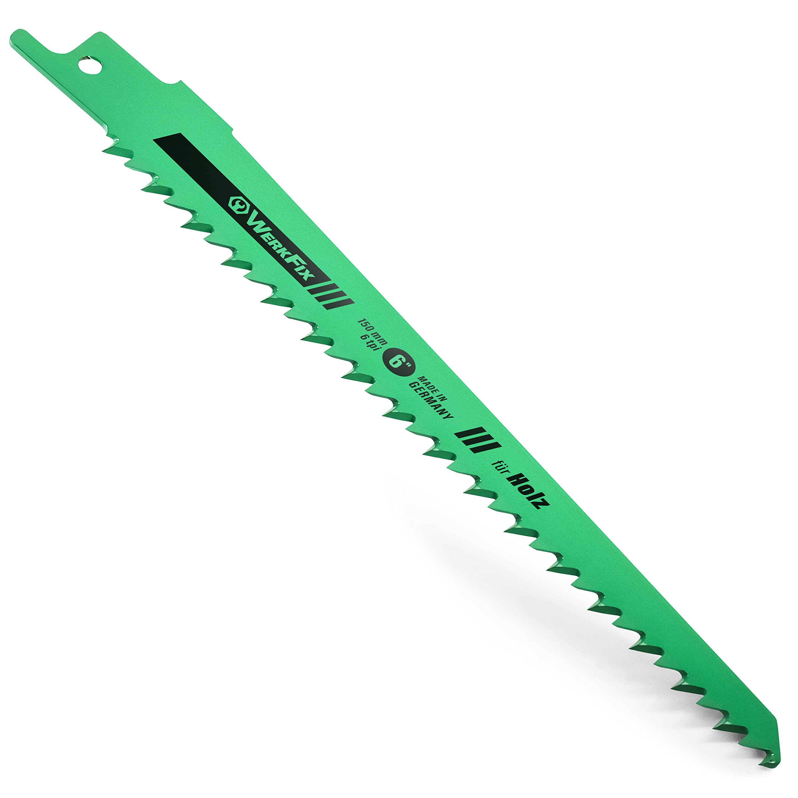 WERKFIX Lame per Seghetto Alternativo MADE IN GERMANY: 3 x Legno e 1x Metallo. Set di 4 x Seghetto a Gattuccio (Bosch, Black Decker, Einhell, Makita etc): Tagli veloci HCS 150 mm