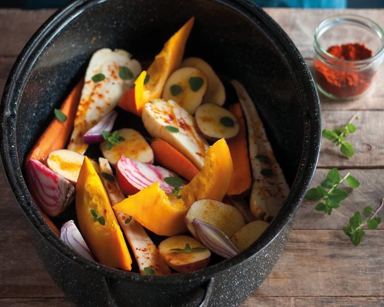 GRANITEWARE - Cocotte Roaster en acier émaillé – Grand format - grille inox + livre de recette