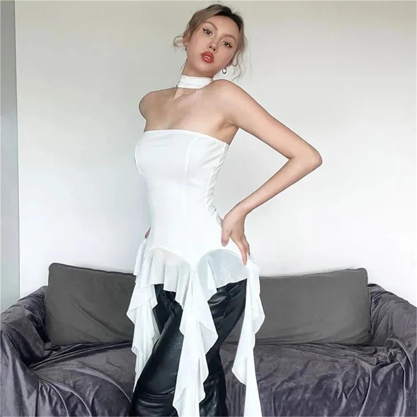 Top con Frange Nappe Irregolari da Donna Camicie estive Streetwear Casual Slim Top Moda Club Party Hot Girl