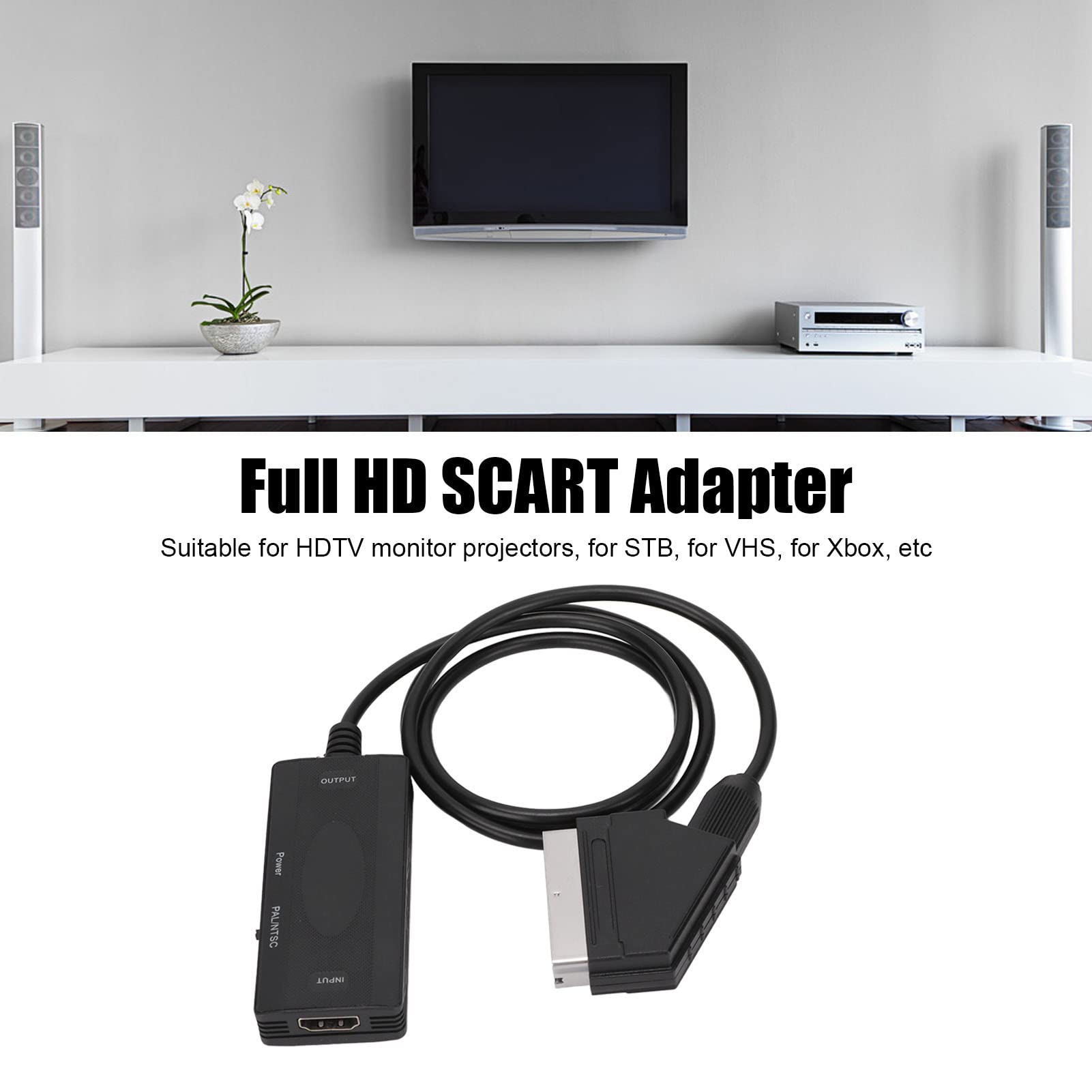 Convertitore da HDMI a SCART 1080P, Adattatore da HDMI1.3 a SCART 1080P, Adattatore Audio Video, Supporto Uscita NTSC/Pal per Proiettore Monitor HDTV, Lettore Dvd