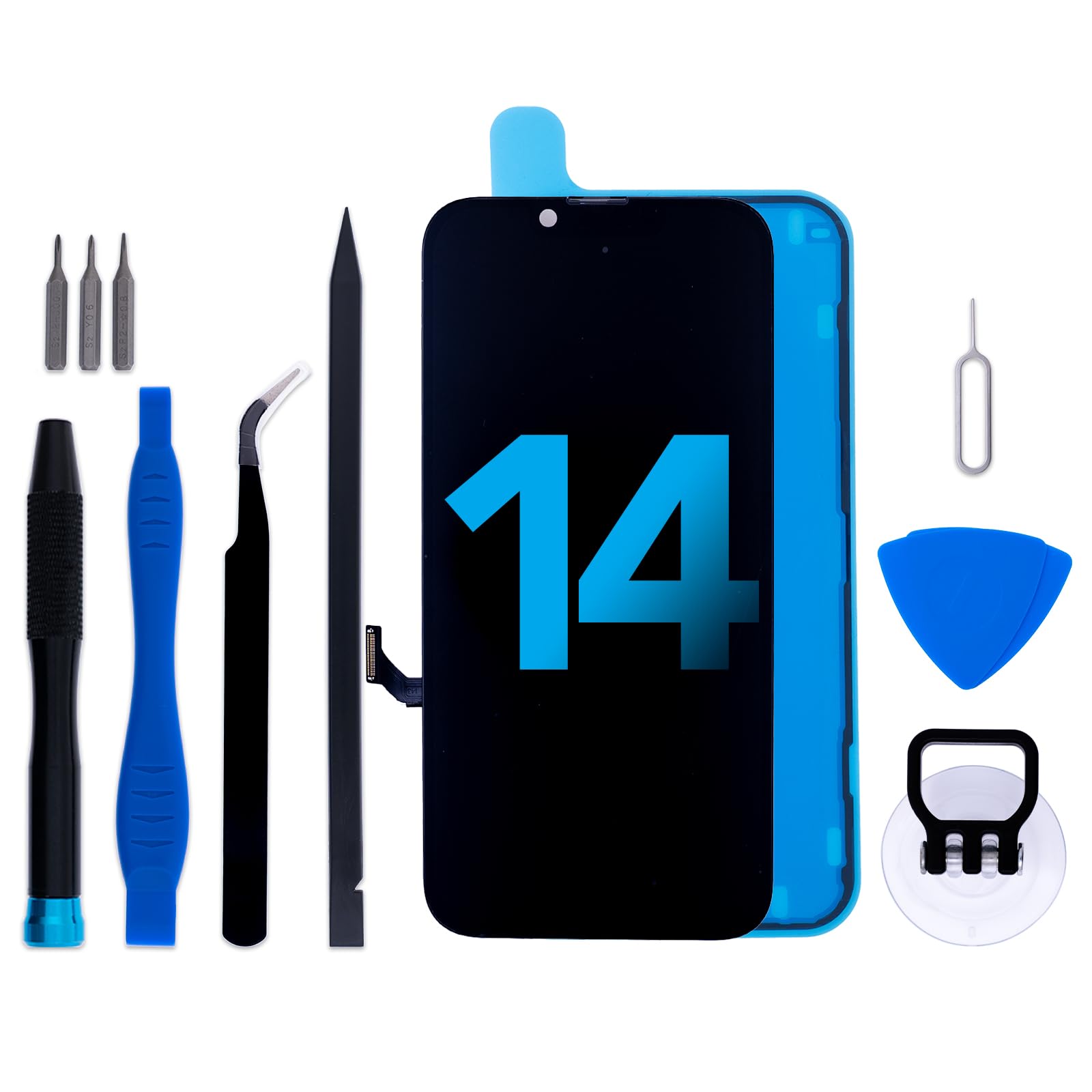 for iPhone 14 Screen Replacement kit 6.1" LCD Display Touch Digitizer Assembly with Frame Adhesive and Repair Tools Compatible with A2882 A2649 A2881 A2884 A2883
