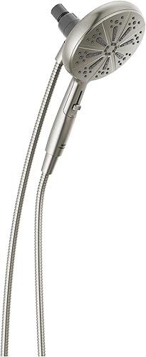Delta Faucet Cabezal de ducha magnético SureDock de 6 pulverizaciones con rociador de mano, cabezal de ducha de níquel cepillado con manguera,