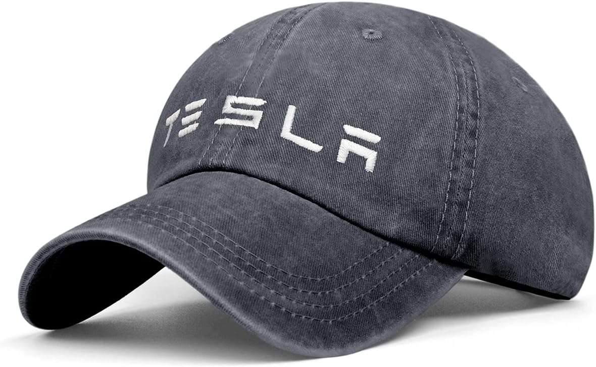 WANIBDHAT Tesla Logo Racing Apparel Baseball Cap Unisex Adjustable Travel Racing Motor Hat for Men and Women (Black +White with Letter) : Automotive