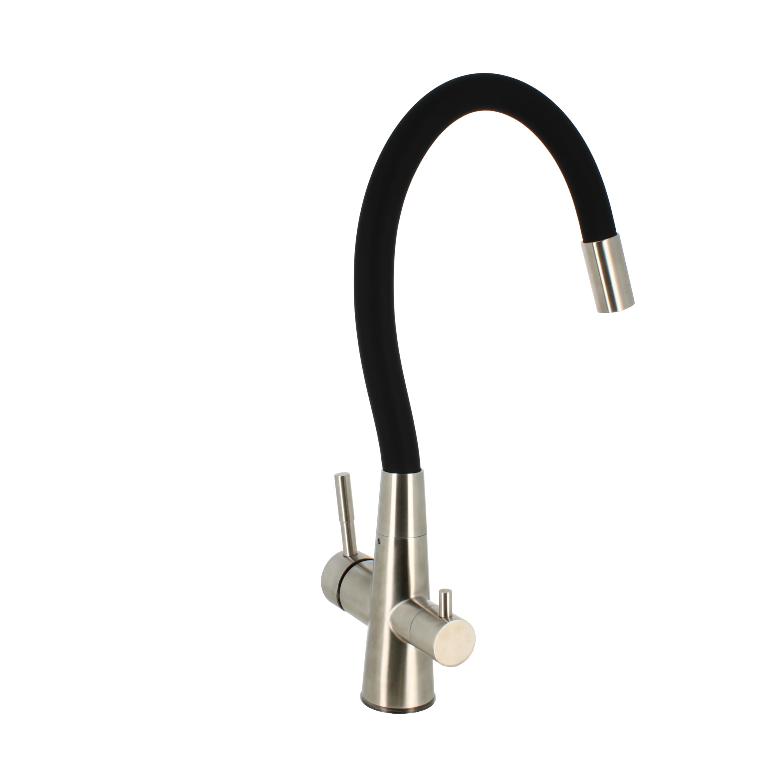 Robinet 3 voies avec tige flexible en acier inoxydable noir satiné