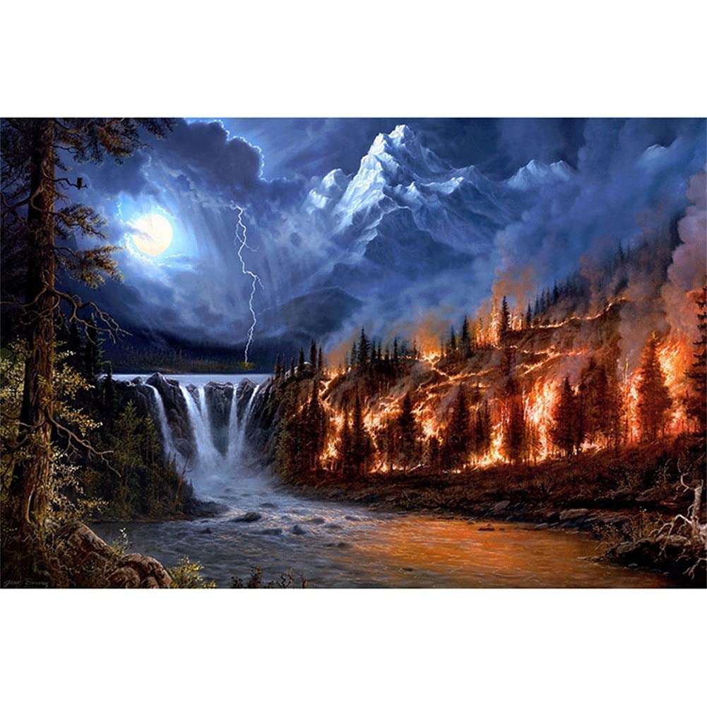 Art de diamant cascade 5D pour décorer le salon avec une grande mosaïque adulte