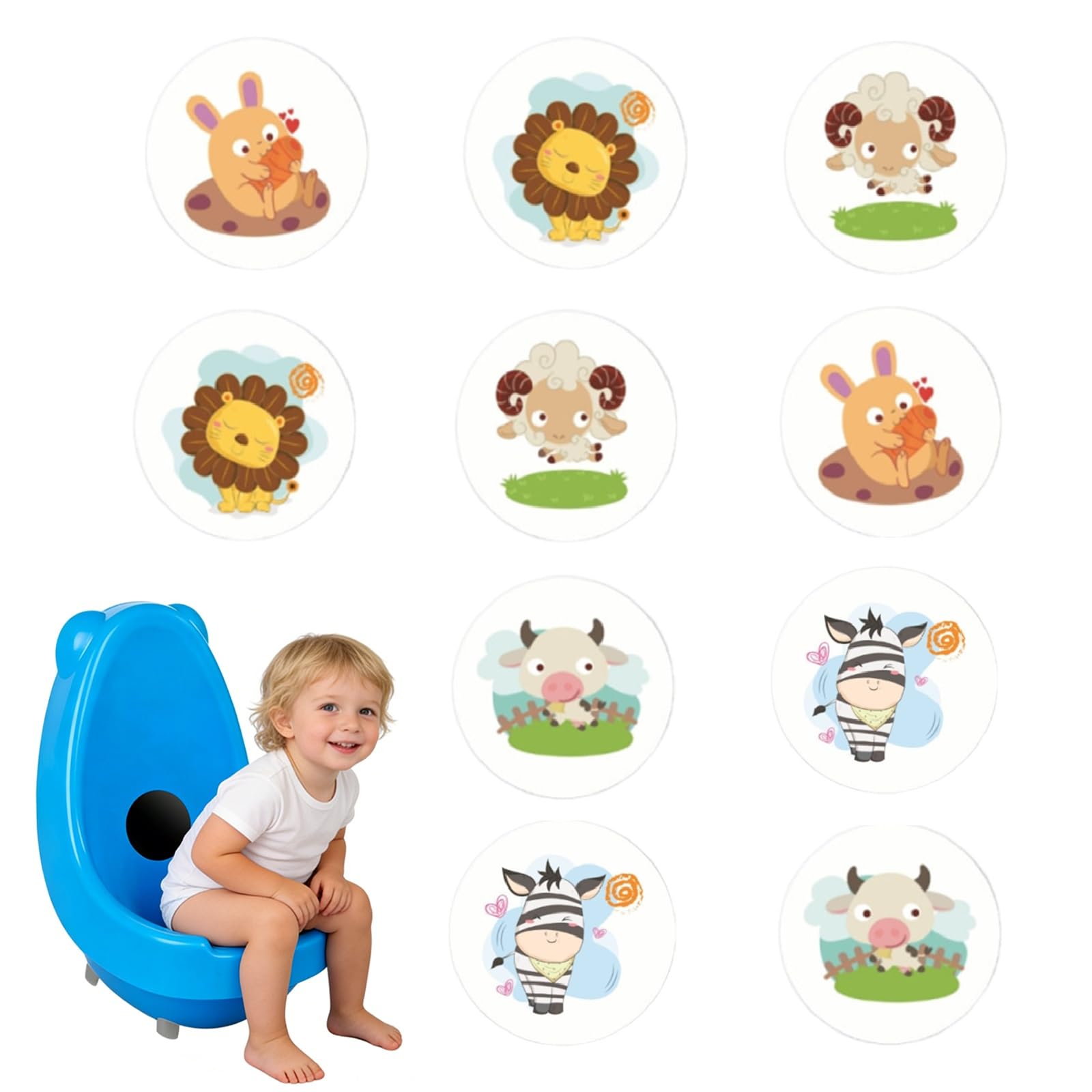 PORUPAEL 10-Pack Potty Training Stickers - Color-Changing Toilet Training Stickers, Reusable Potty Stickers with Dinosaur Designs, Interactive Pee Targets for Kids (Animal) — image 1