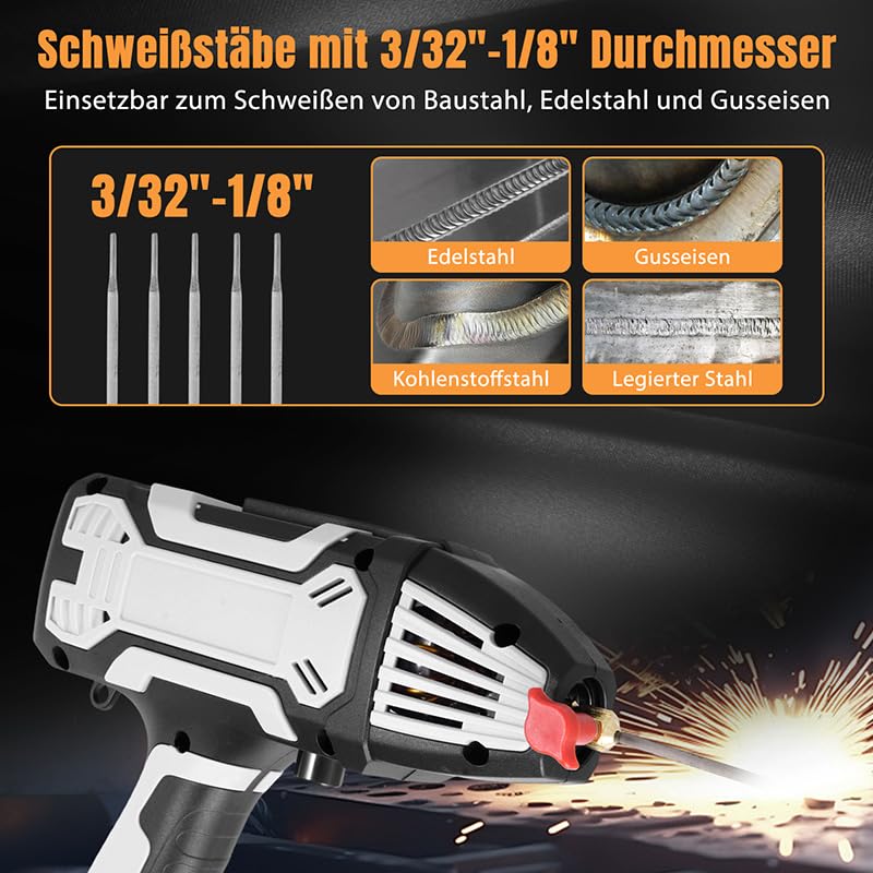 Handschweißgerät, 220V/3000W 200A Elektroden Schweißgerät mit 6 Stromstärkenverstellung, IGBT Inverter ARC Tragbare Schweißmaschine für 2,4-3,2mm Elektroden, Reparaturen Professionelle Schweißprojekte