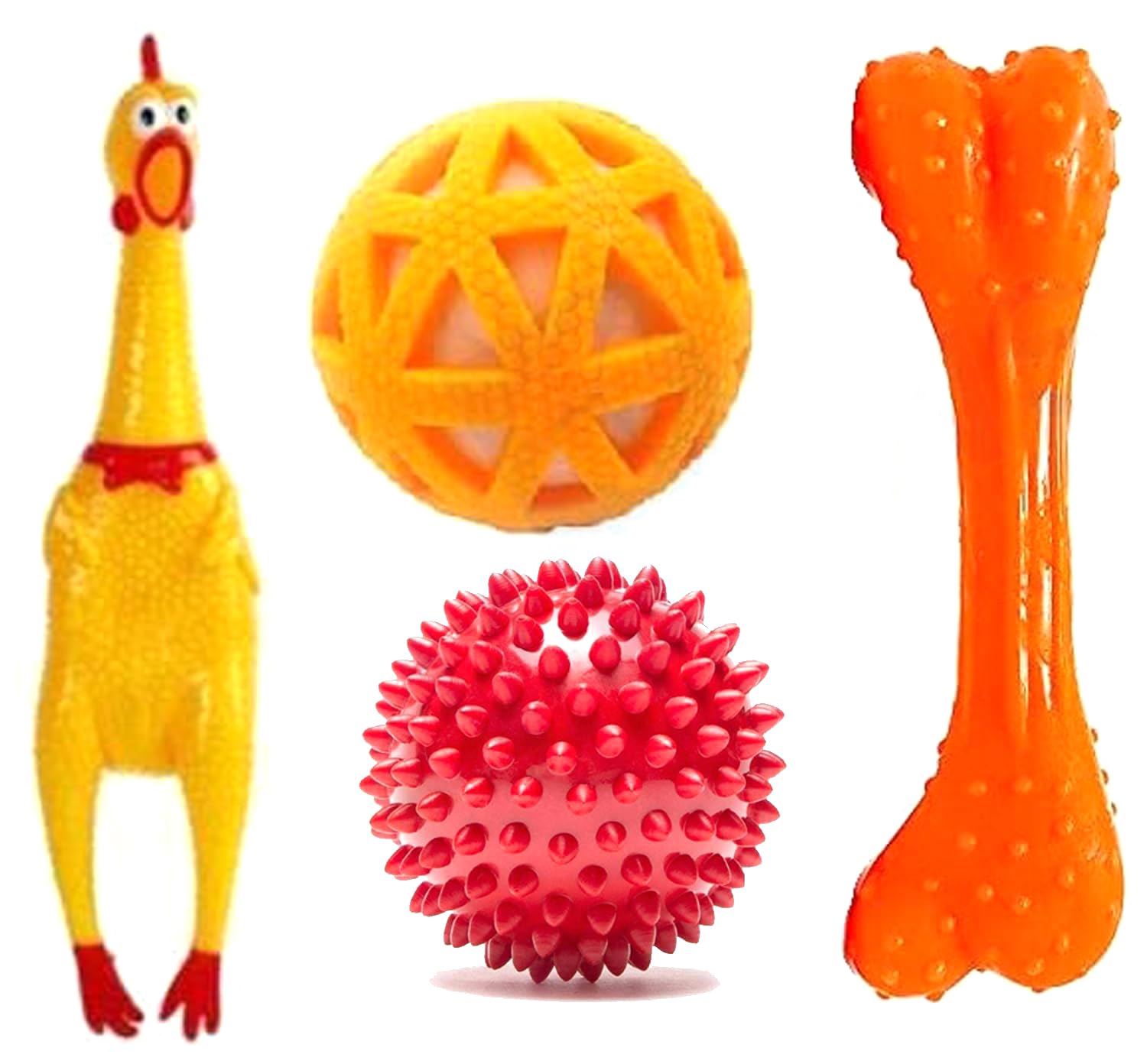 RvPawsPuppy Squeaky Toys Combo of 4 - Chicken Toy Small I Ball in Ball I Goat Bone I Spiked Rubber Ball Toys for Small Dogs & Puppies (Pack of 4) (B09SY2YWZ8) Amazon Price History, Amazon Price Tracker