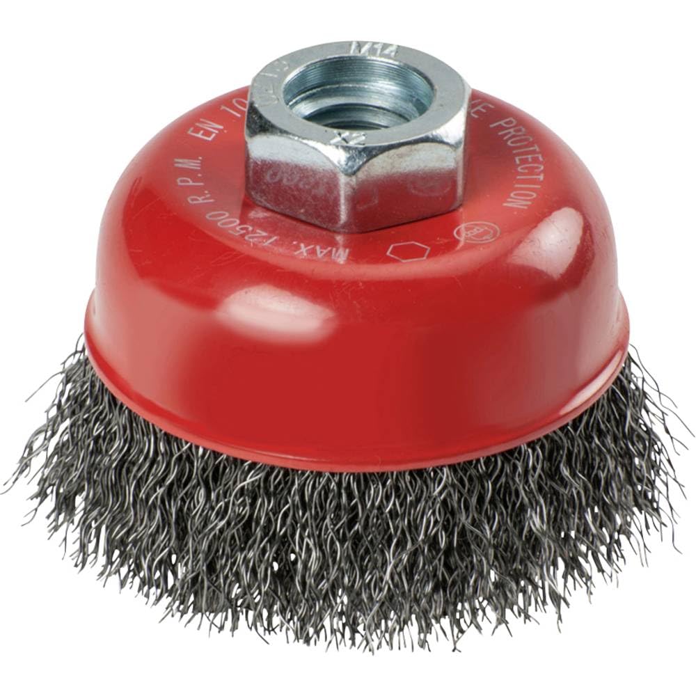 KWB Angle Grinder Cup Brush Ø 60 MM | M14 Thread Mount | Wavy HSS Steel Wire | for Metal and Stone | for Cleaning, DEBURRING, SCUFFING, and Rust Removal