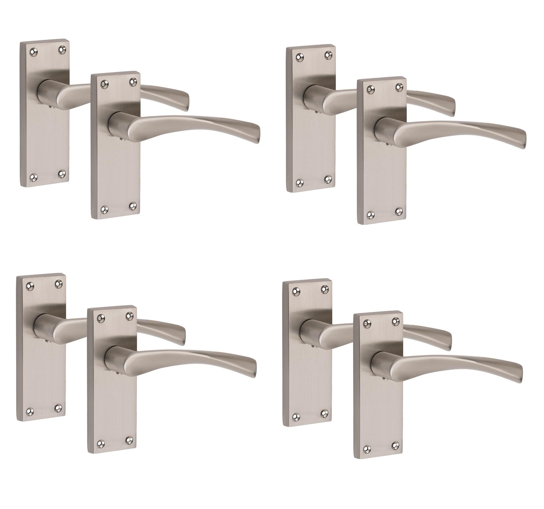 Golden Grace Satin Nickel 4 Pairs Victorian Astrid Scroll Interior Door Handle Finish 120 X 40Mm