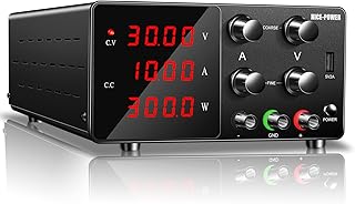 DC Power Supply Variable: 30V 10A Adjustable Switching Regulated High Precision 4-Digits LED Display 5V/2A USB Port Output & Input Power Cord Bench Lab Power Supplies