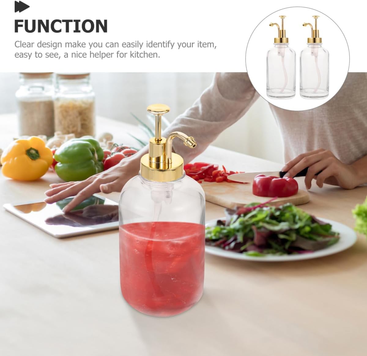 PRETYZOOM 2pcs Glass Syrup Dispenser Pump Bottles with Press Pump for Coffee Bar, Kitchen and Home Use, Glass Syrup Bottles for Coffee Station Accessories