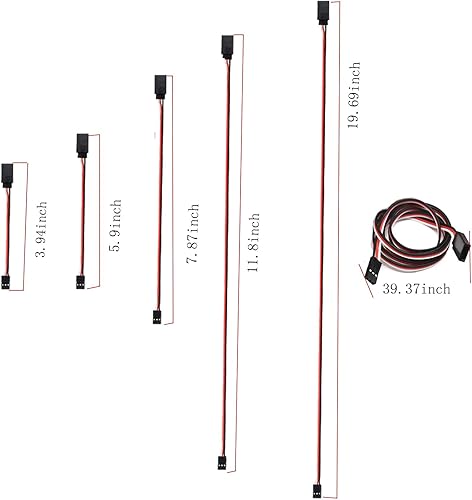 Cable de extensión servo de 3 pines, 6 tamaños, macho a hembra, compatible con Futaba JR RC servo extensión de conexión piezas de control