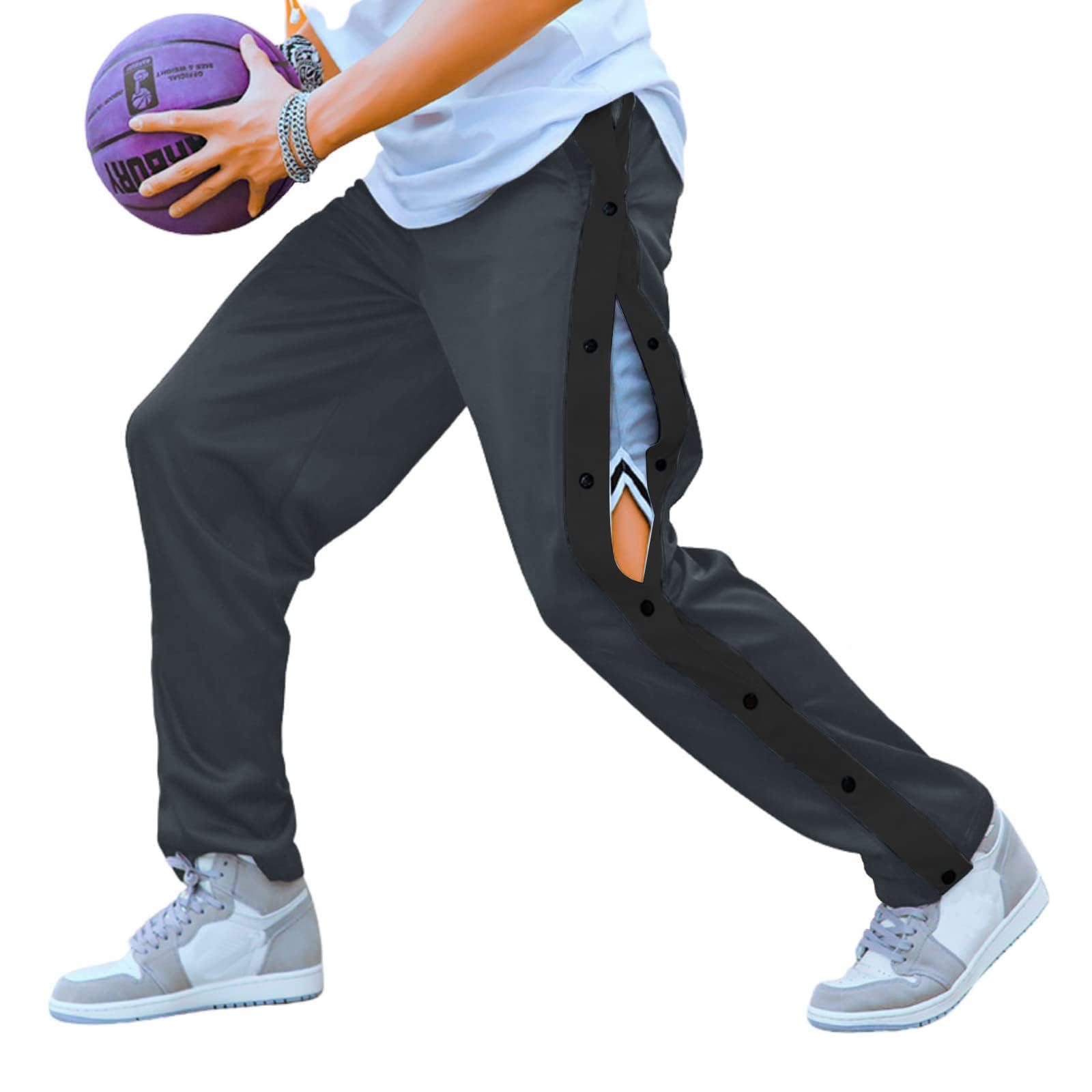 PINSPARK Pantaloni da Jogging Pantaloni da Riabilitazione da Uomo Pantaloni da Allenamento con Apertura Laterale con Bottoni Automatici Laterali Pantaloni Sportivi Postoperatori