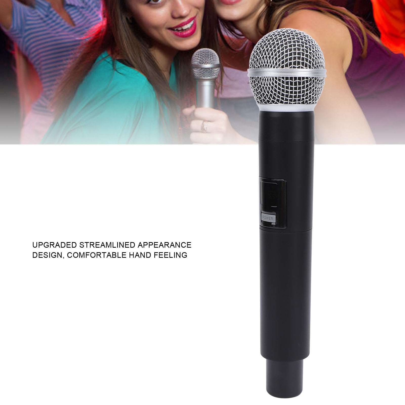 Mikrofon Bezprzewodowy Metalowy Ręczny Zestaw Mikrofonów Dynamicznych z redukcją Szumów z Kryształowymi Osłonami i Odbiornikiem do Wykładów ze śpiewem Karaoke