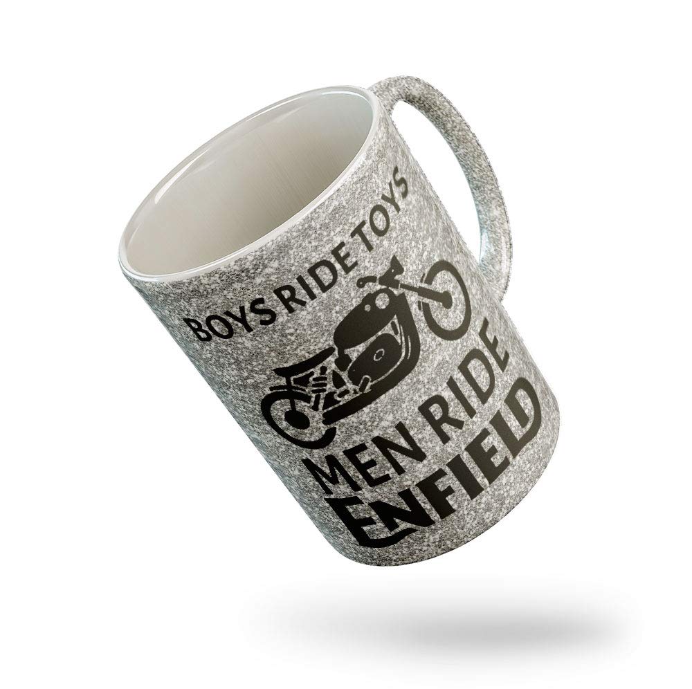 Tee Mafia Royal Enfield Logo Silver Mug with Print | Glitters Ceramic Coffee Mug | Coffee Mug for Friends | Microwave & Dishwasher Safe